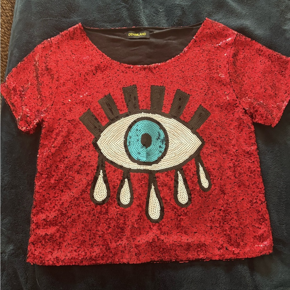 Red sequin evil eye top!